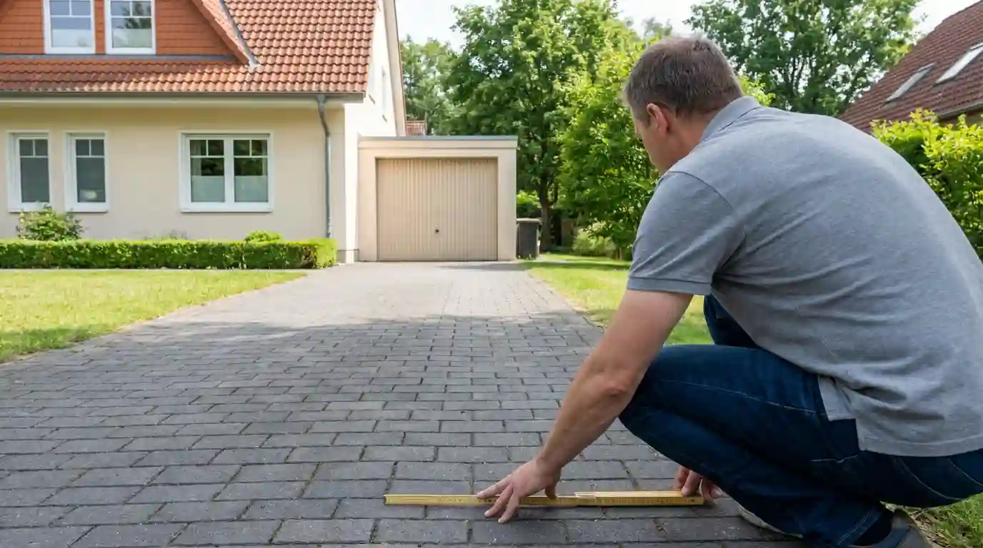 Aufmaß einer bestehenden Pflastereinfahrt vor der Sanierung in Berlin